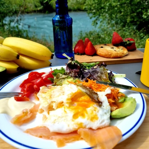 cycling france pyrenees breakfast view